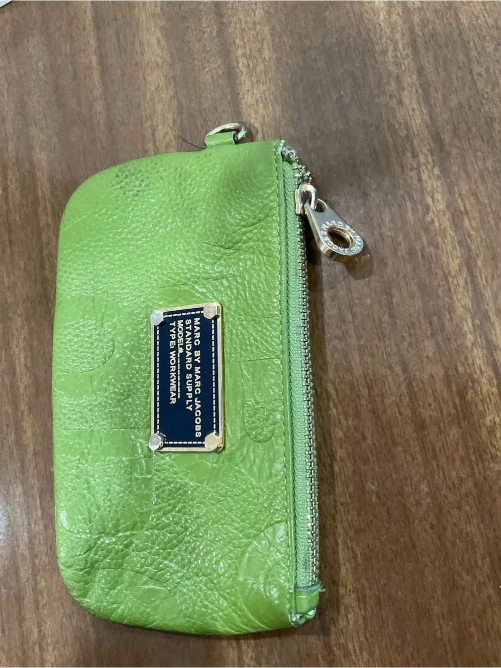 Marc by Marc Jacobs Bright Lime Green Leather Zip Wristlet pouch bag